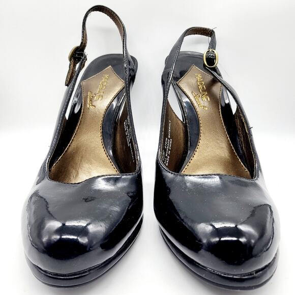 Y2K Madeline Stuart Stein Black Patent Leather Slingback Heels Women’s Size 8.5M - Picture 4 of 10